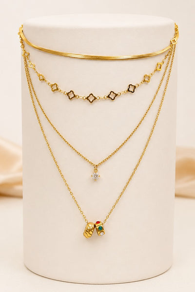18K STAINLESS STEEL TARNISH FREE LAYERED NECKLACE | 40NK9736