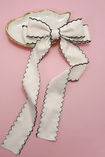 Zigzag Edge Hair Bow Ribbon Hair Clips | 40H763