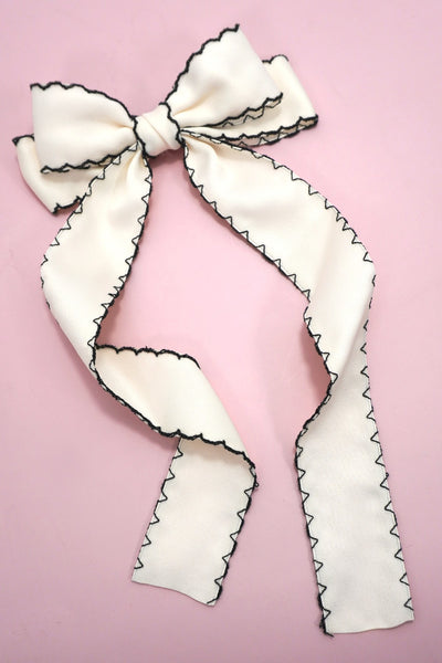 Zigzag Edge Hair Bow Ribbon Hair Clips | 40H763