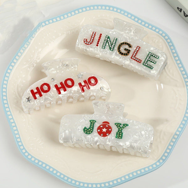 Christmas Jingle Ho Ho Ho Joy  Hair Claw Clips | 40H1127
