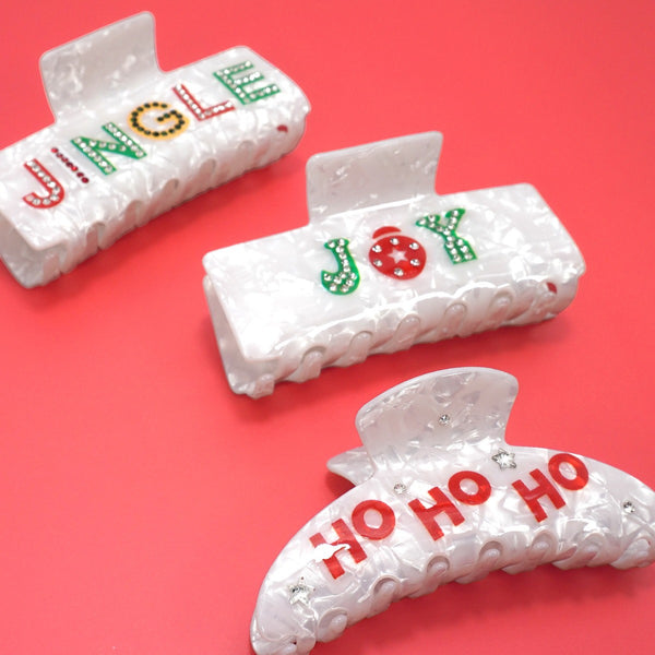 Christmas Jingle Ho Ho Ho Joy  Hair Claw Clips | 40H1127
