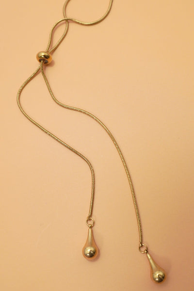 18K STAINLESS STEEL TARNISH FREE TEARDROP Y NECKLACE | 40NK9739