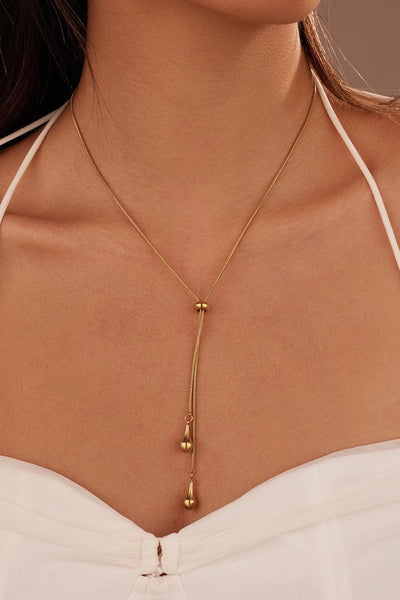 18K STAINLESS STEEL TARNISH FREE TEARDROP Y NECKLACE | 40NK9739