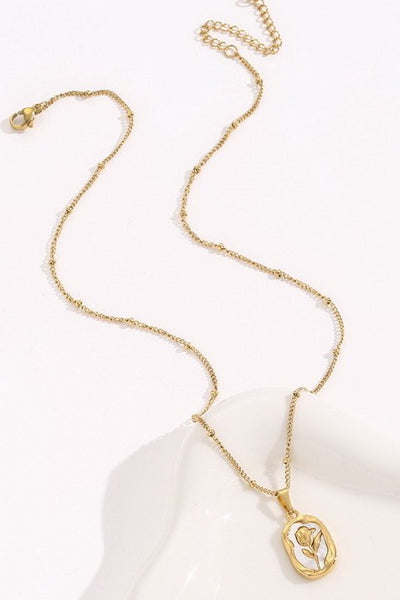 STAINLESS STEEL NON-TARNISH ROSE NECKLACE | 40NK9737