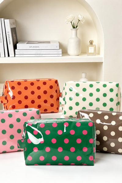 POLKA DOT WATERPROOF CLEAR COSMETIC MAKEUP POUCH BAG | 40P630