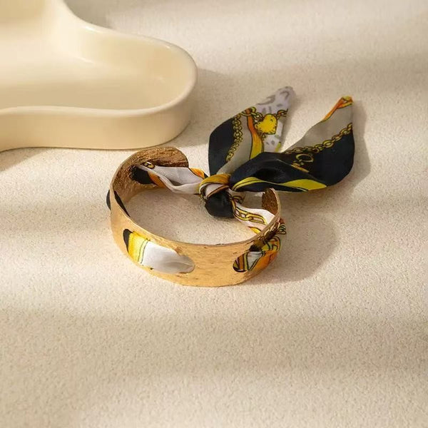 Scarf Tie Hammered Open Cuff Bangle Bracelet | 40B5285