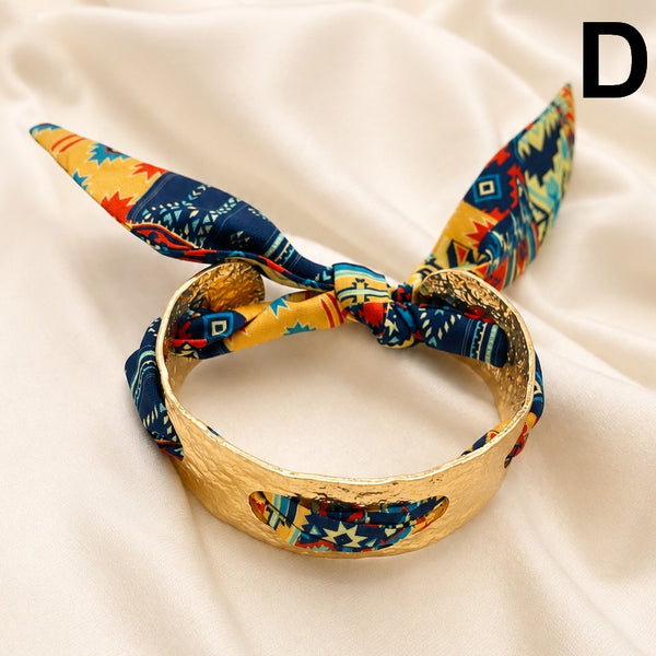 Scarf Tie Hammered Open Cuff Bangle Bracelet | 40B5285