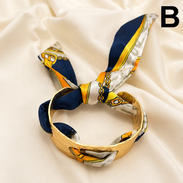 Scarf Tie Hammered Open Cuff Bangle Bracelet | 40B5285