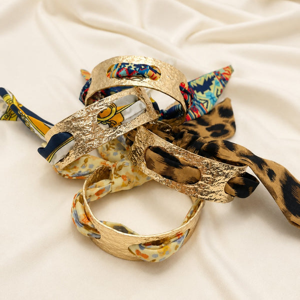 Scarf Tie Hammered Open Cuff Bangle Bracelet | 40B5285