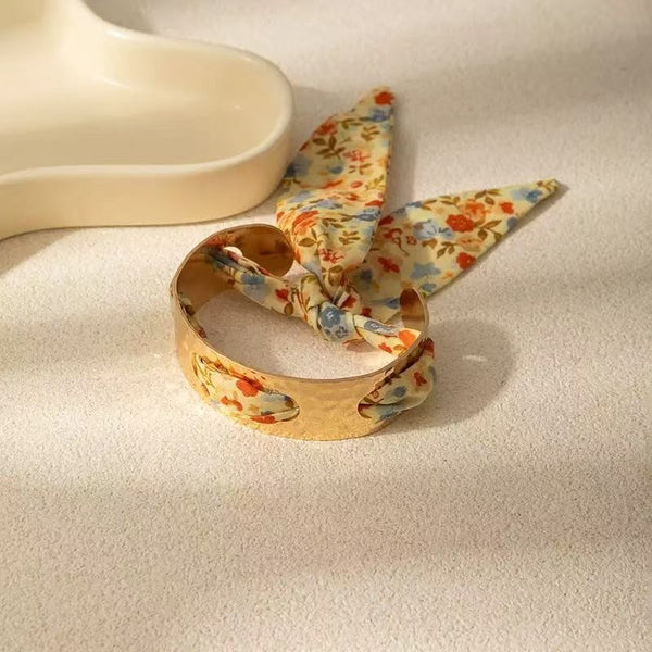 Scarf Tie Hammered Open Cuff Bangle Bracelet | 40B5285