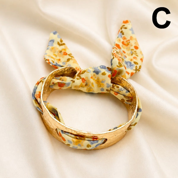 Scarf Tie Hammered Open Cuff Bangle Bracelet | 40B5285