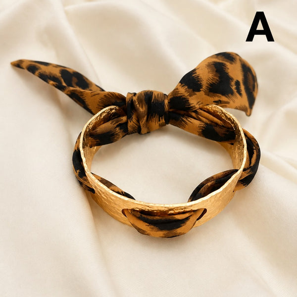 Scarf Tie Hammered Open Cuff Bangle Bracelet | 40B5285