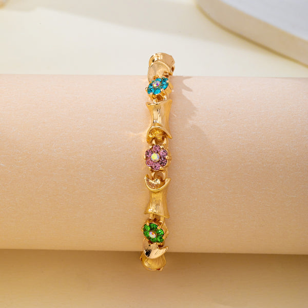 Multi Color Floral Baguette Crystal Bracelet | 80B1835