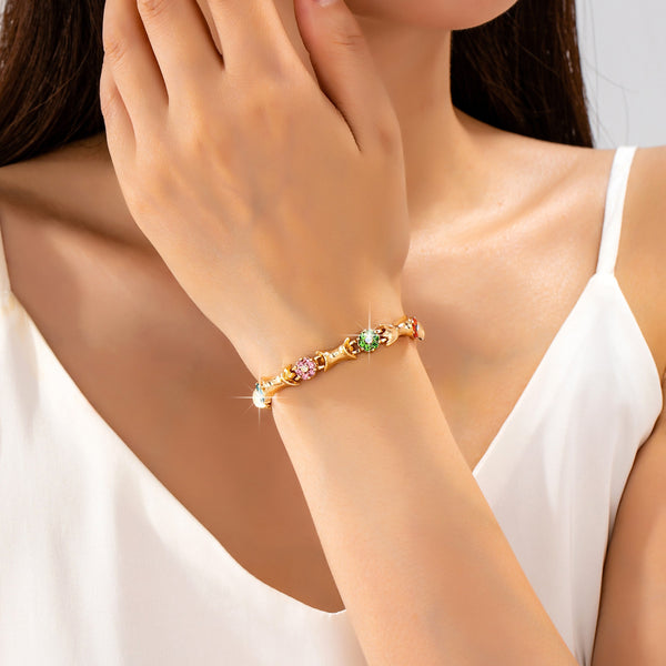 Multi Color Floral Baguette Crystal Bracelet | 80B1835