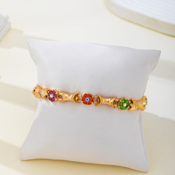Multi Color Floral Baguette Crystal Bracelet | 80B1835