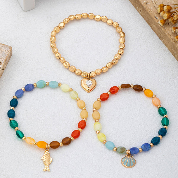 Multi-Color Beaded Layered Charm Bracelet | 80B1727