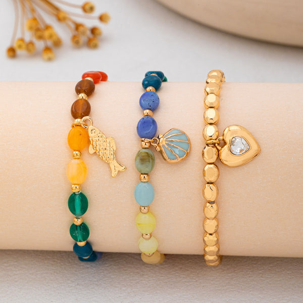 Multi-Color Beaded Layered Charm Bracelet | 80B1727