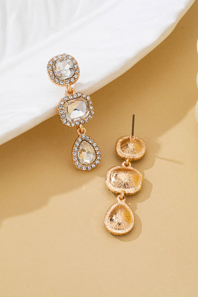 Triple-Drop Pave Halo Crystal Earrings | 80E62119