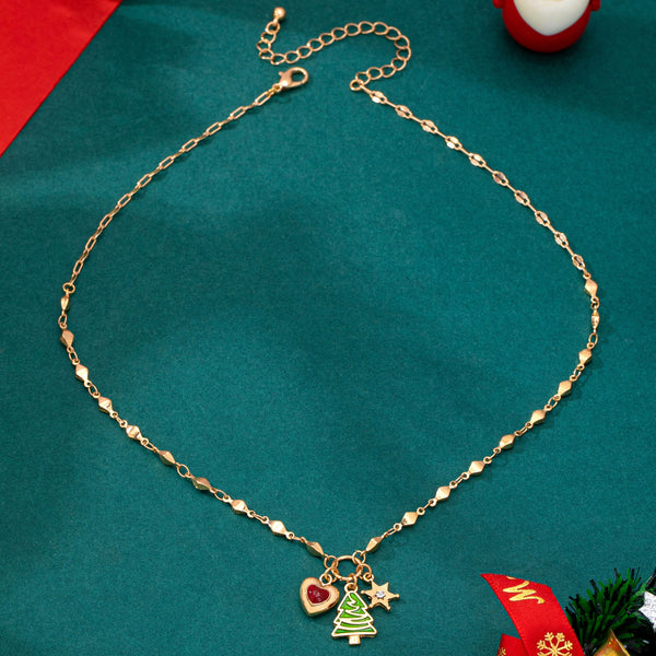 Cluster Christmas Tree and Heart Charm Necklace | 80N93294
