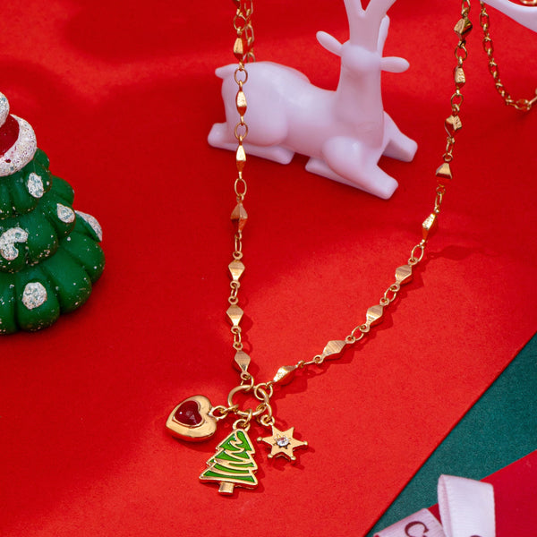 Cluster Christmas Tree and Heart Charm Necklace | 80N93294