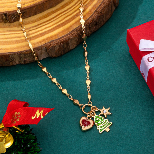 Cluster Christmas Tree and Heart Charm Necklace | 80N93294