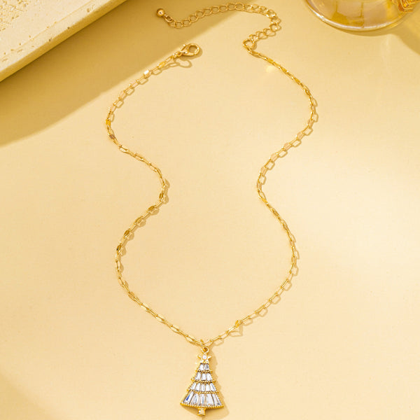 Christmas Tree Baguette Crystal Necklace | 80N93293