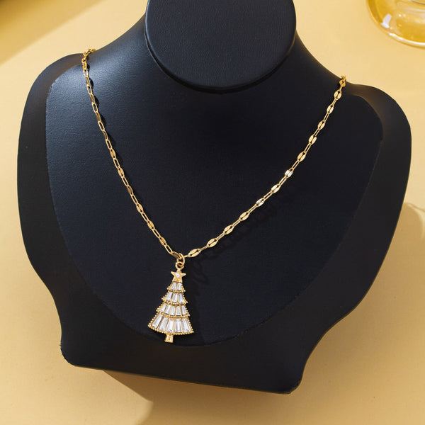 Christmas Tree Baguette Crystal Necklace | 80N93293