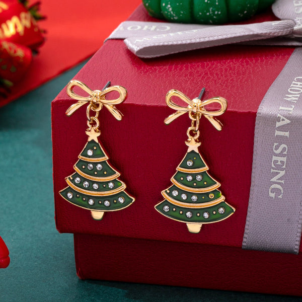 Christmas Tree & Bow Dangle Earrings | 80E62433