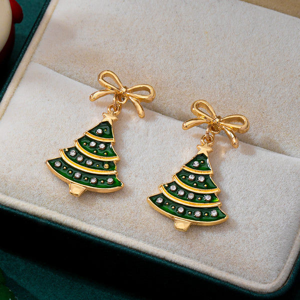 Christmas Tree & Bow Dangle Earrings | 80E62433