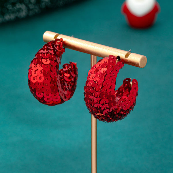 Christmas Red and Green Sequin Chunky Earrings | 80E62197