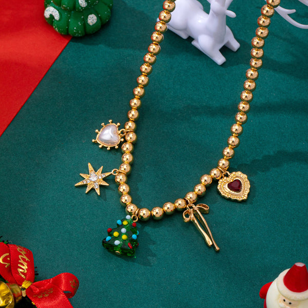 Beaded Christmas Tree Holiday Charm Necklace | 80N93330