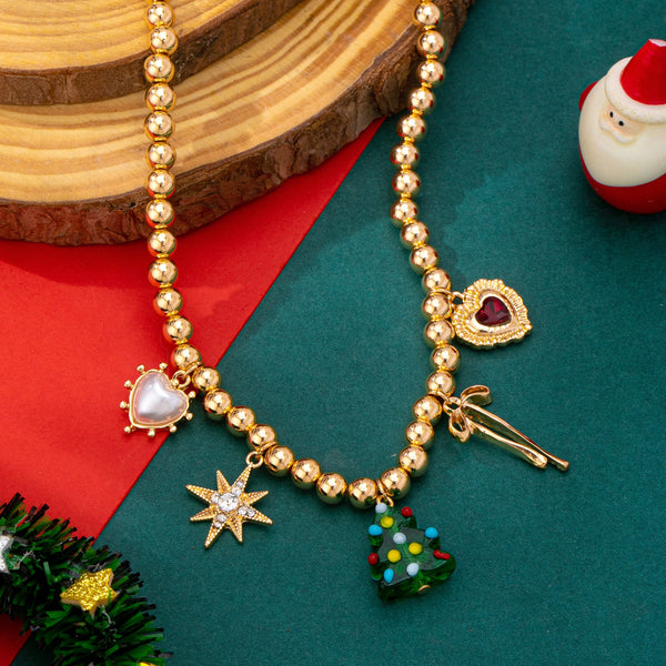 Beaded Christmas Tree Holiday Charm Necklace | 80N93330