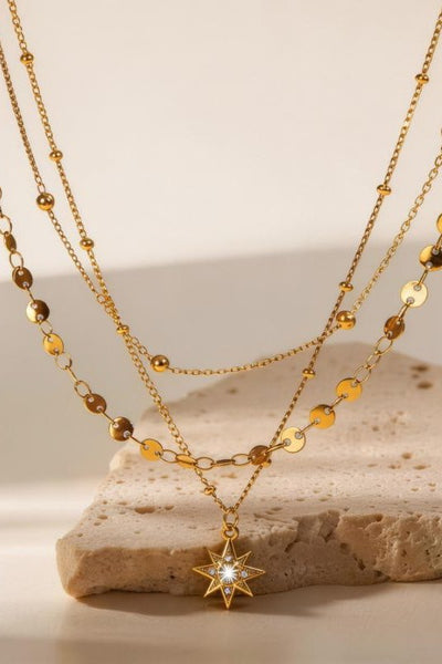 18K STAINLESS STEEL TARNISH FREE LAYERED NECKLACE | 40NK9740