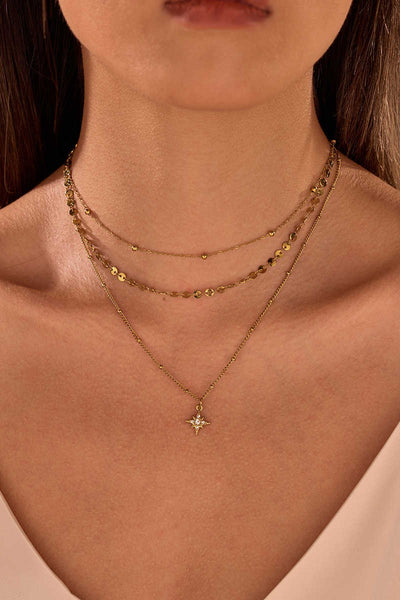18K STAINLESS STEEL TARNISH FREE LAYERED NECKLACE | 40NK9740
