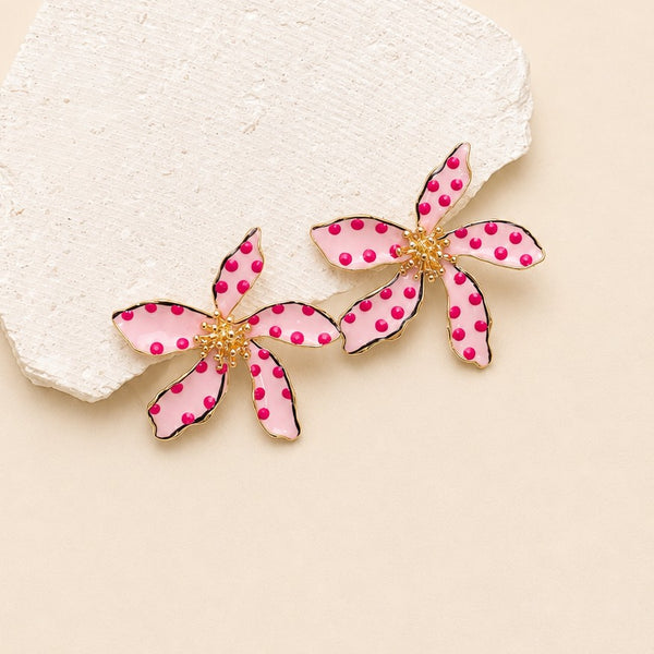 LARGE POLKA DOT FLOWER STUD EARRINGS | 40E523