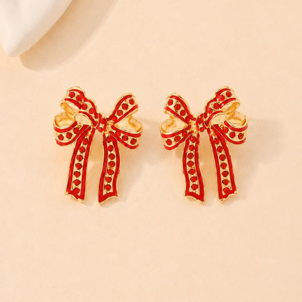 CHARMING RHINESTONE BOW EARRINGS | 40E524