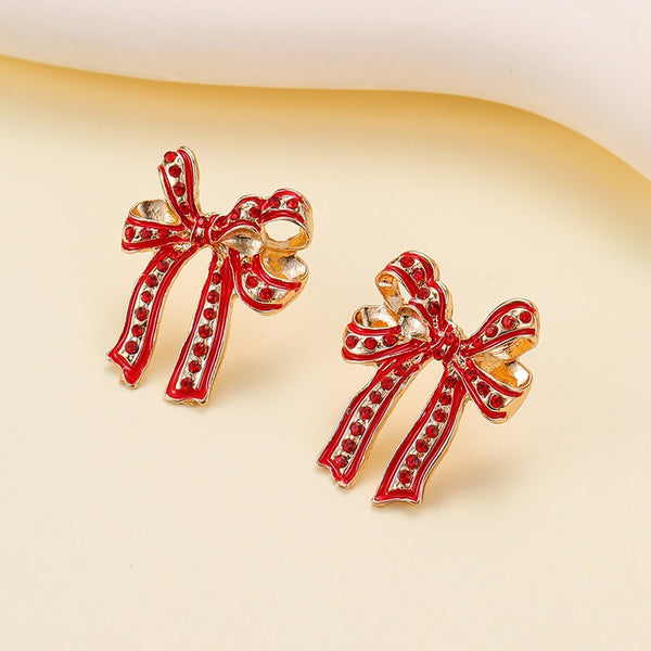 CHARMING RHINESTONE BOW EARRINGS | 40E524