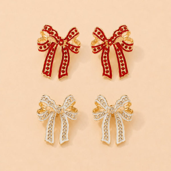 CHARMING RHINESTONE BOW EARRINGS | 40E524