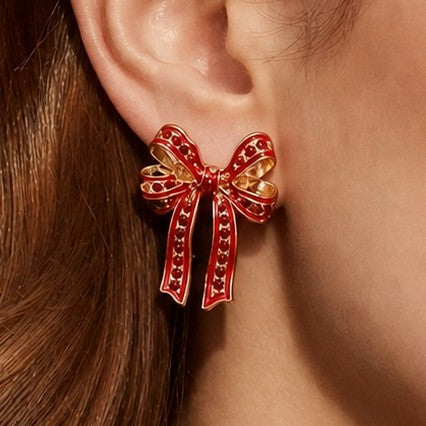 CHARMING RHINESTONE BOW EARRINGS | 40E524