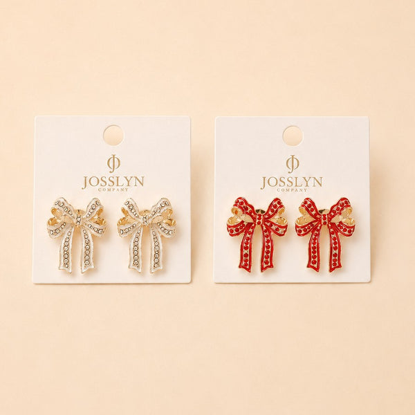 CHARMING RHINESTONE BOW EARRINGS | 40E524