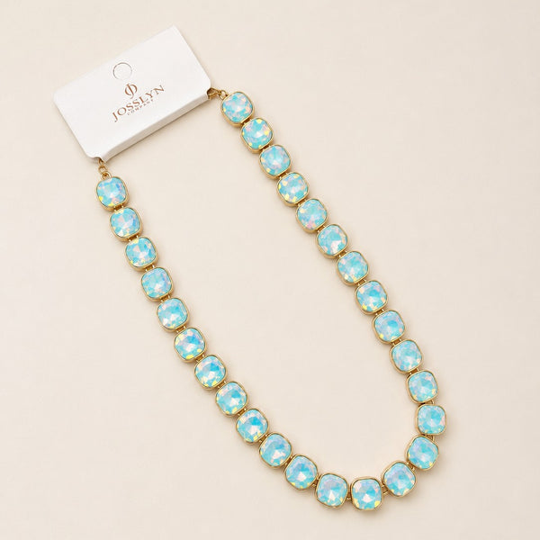 Opalescent Cushion-Cut Crystal Statement Necklace | 40NK9743