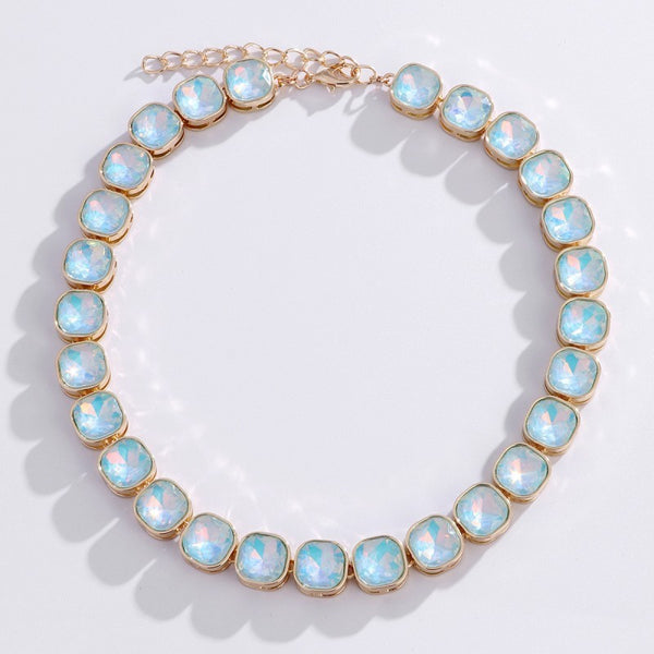 Opalescent Cushion-Cut Crystal Statement Necklace | 40NK9743