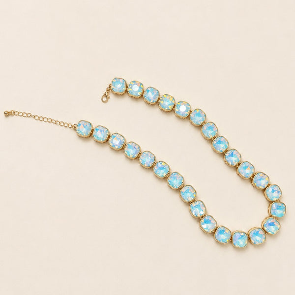 Opalescent Cushion-Cut Crystal Statement Necklace | 40NK9743