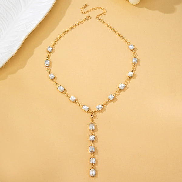 Emerald-Cut Crystal Y-Drop Lariat Necklace | 80N93390