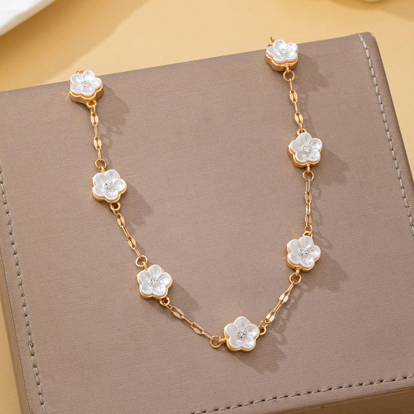 Mother-of-Pearl Floral Station Necklace | 80N93396