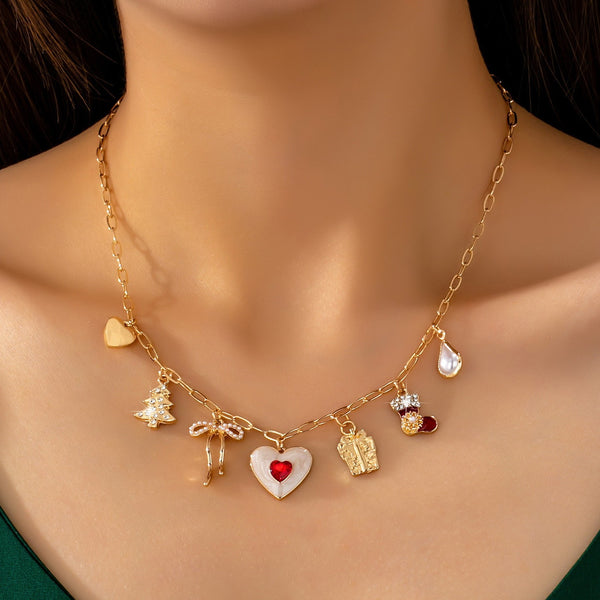 Christmas Holiday Charm Paperclip Necklace | 80N93399