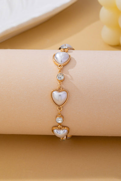 Heart Pearl & Crystal Station Bracelet | 80B1850