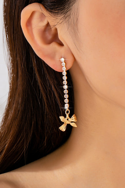 Crystal Pavé Linear Drop Earrings with Ribbon Bow | 80E62555
