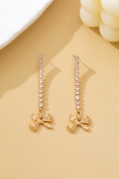 Crystal Pavé Linear Drop Earrings with Ribbon Bow | 80E62555