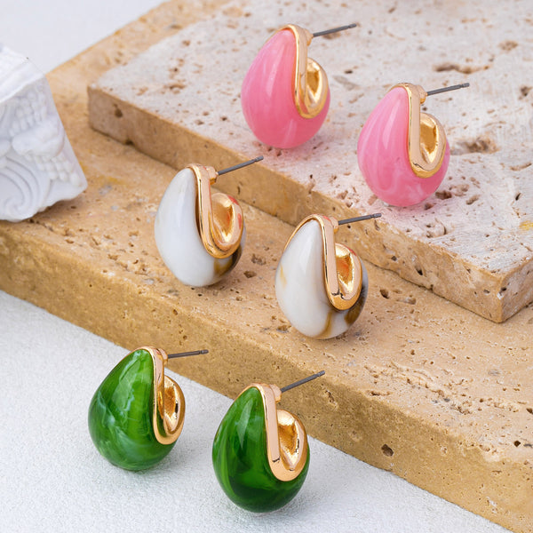 Marbled Teardrop Stud Earrings | 80E62540